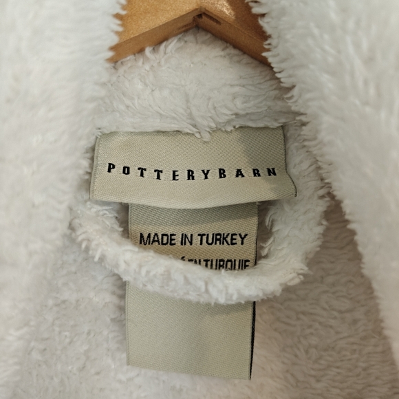 Pottery Barn Unisex White Long sleeve Pockets Belted Robe Size Medium - Picture 6 of 13